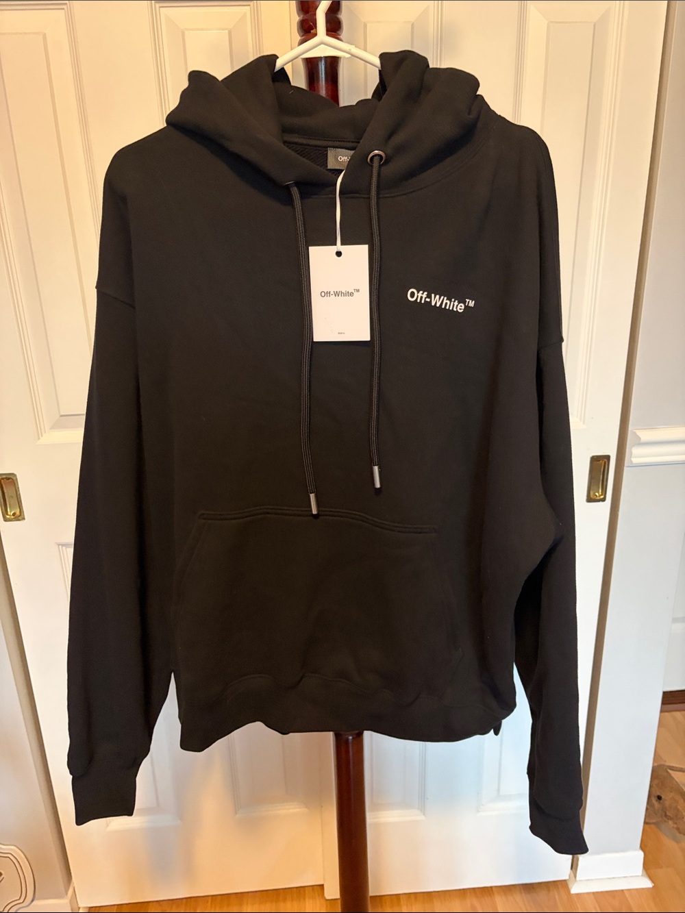 Off-White brand Oversized Black Hoodie Sweatshirt NWT Size Small